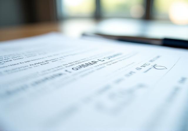 Detail of a formal legal document showing fine print